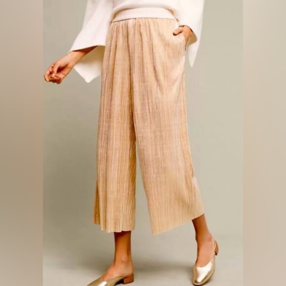 Anthropologie Elevenses Brand Gold Wide Leg Crop Pants